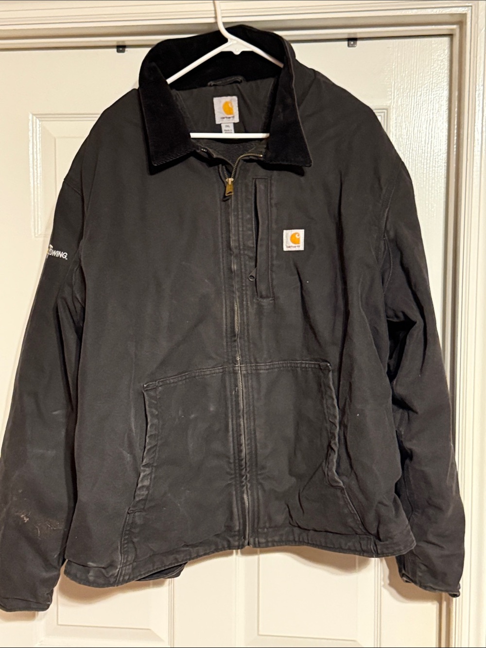 Carhartt Gray Jacket with Yellow Logo Patch